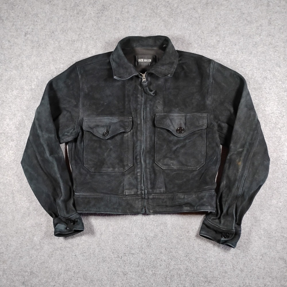 Buck Mason Mojave Suede Rider Jacket Women Medium Black Leather Zip Work Aviator